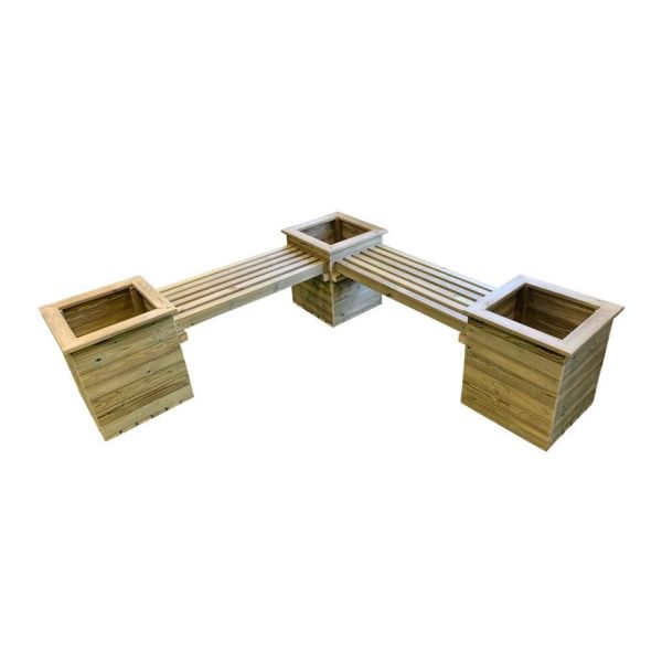 Corner Planter Bench By Churnet Valley, Wood colour ,image 1