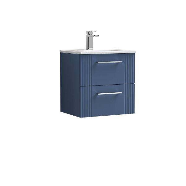 500mm Wall Hung 2 Drawer Vanity & Basin 2 - Nuie DPF392B Blue, Blue colour ,image 1