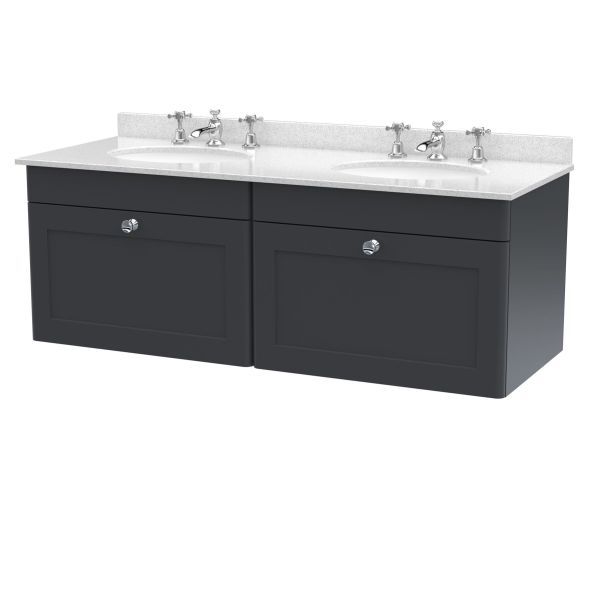 1200mm Wall Hung 2 Drawer Vanity & Marble Top - Nuie CLC1494WR6 Black, Black colour ,image 1