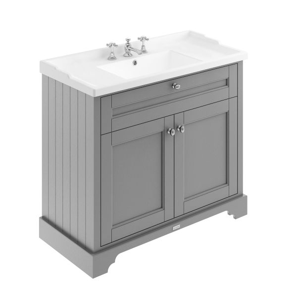 1000mm Cabinet & Basin (3TH) - Hudson Reed LOF837 Hunter Green, Green colour ,image 1
