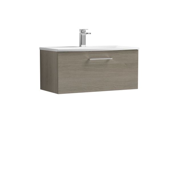 800mm Wall Hung 1 Drawer Vanity & Basin 4 - Nuie ARN2525G Oak, Oak colour ,image 1