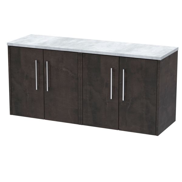 1200 Wall Hung 4-Door Vanity & Laminate Worktop - Hudson Reed JNU2623LBG2 Brown, Brown colour ,image 1
