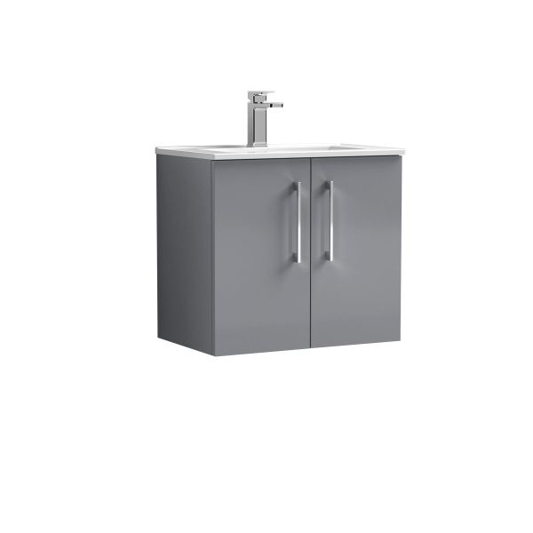 600mm Wall Hung 2 Door Vanity & Basin 2 - Nuie ARN2223B Grey, Grey colour ,image 1