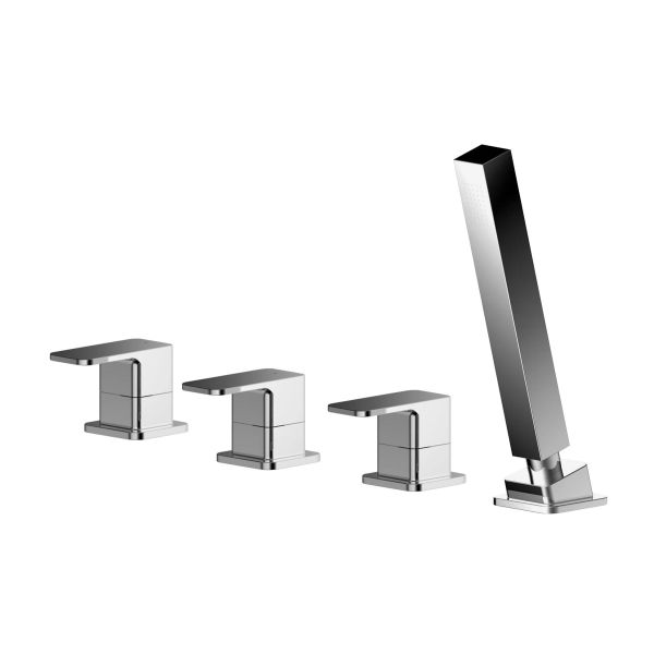 Deck Mounted 4 Tap Hole Bath Shower Mixer No Spout - Nuie WIN334 Chrome, Chrome colour ,image 1