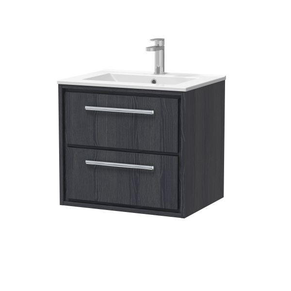 600mm Wall Hung 2-Drawer Vanity with Basin - 1 Tap Hole - Hudson Reed LIL2224C Grey, Grey colour ,image 1