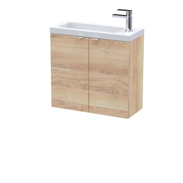 600mm 2-Door Wall Hung Unit & Basin - Hudson Reed CBI3029 Oak, Oak colour ,image 1