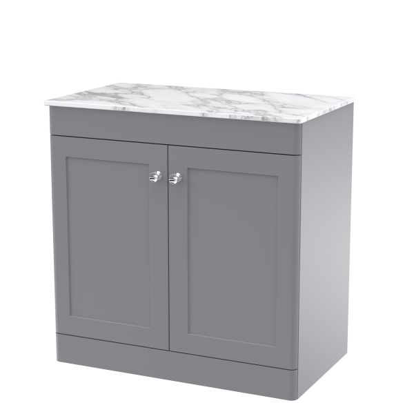 800mm Floor Standing 2-Door Vanity with Marble Top - Nuie CLC226CMT Grey, Grey colour ,image 1