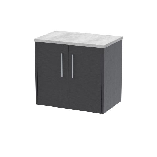 600mm Wall Hung 2 Door Vanity & Laminate Top - Hudson Reed JNU2223LBG Grey, Grey colour ,image 1