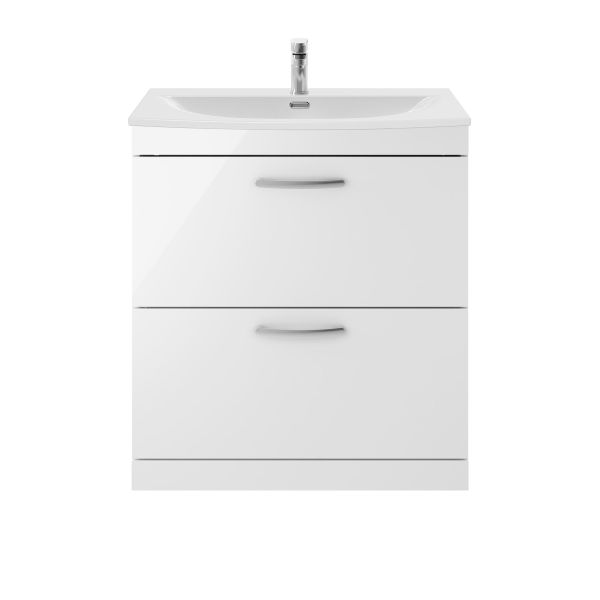 800mm Floor Standing Vanity With Basin 4 - Nuie ATH055G Gloss White, White colour ,image 1