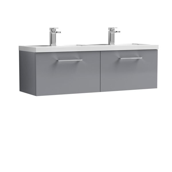 1200mm Wall Hung 2 Drawer Vanity & Double Basin - Nuie ARN2222C Grey, Grey colour ,image 1