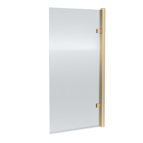Square Hinged Fluted Bath Screen - 8mm - Nuie NSSQ7FLBB Brass ,image 1