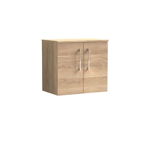 600mm Wall Hung 2-Door Vanity & Worktop - Nuie ARN3023W Oak, Oak colour ,image 1
