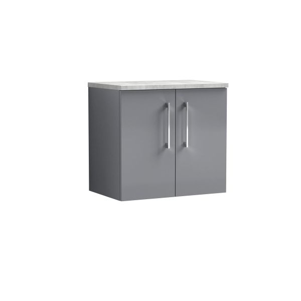 600mm Wall Hung 2 Door Vanity & Laminate Top - Nuie ARN2223LBG Grey, Grey colour ,image 1