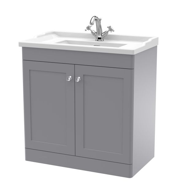800mm Floor Standing 2 Door Vanity & Basin 1TH - Nuie CLC226F Grey, Grey colour ,image 1