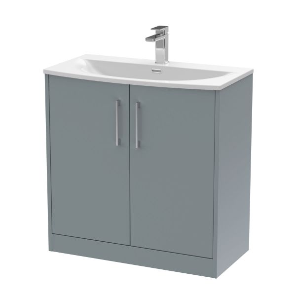 800mm Floor Standing 2 Door Vanity & Basin 4 - Hudson Reed JNU2305G Grey, Grey colour ,image 1