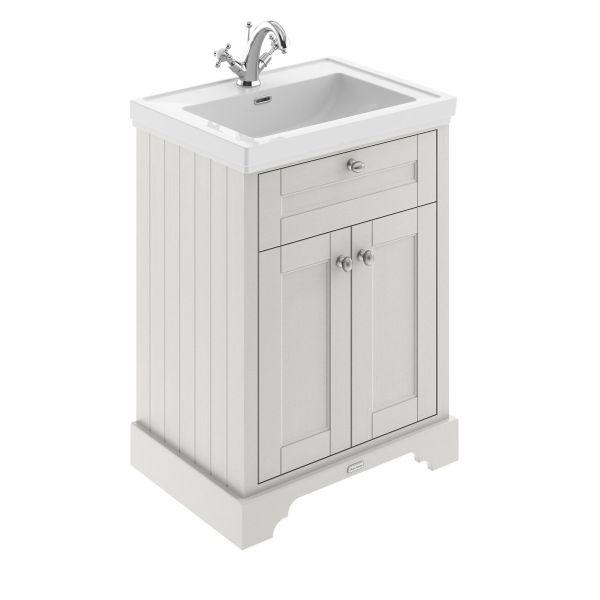 600mm 2-Door Vanity & Classic Basin 1TH - Hudson Reed LOF404 Timeless Sand, Cream colour ,image 1