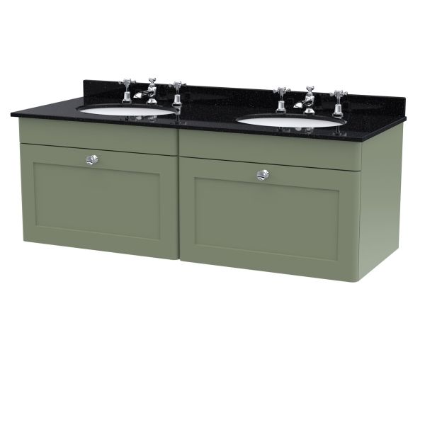 1200mm Wall Hung 2 Drawer Vanity & Marble Top - Nuie CLC894BR6 Green, Green colour ,image 1