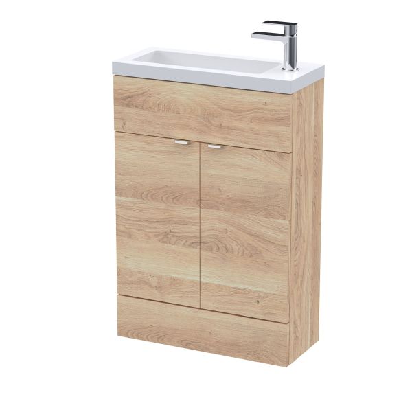 600mm Compact Vanity Unit & Basin - Hudson Reed CBI3006 Oak, Oak colour ,image 1