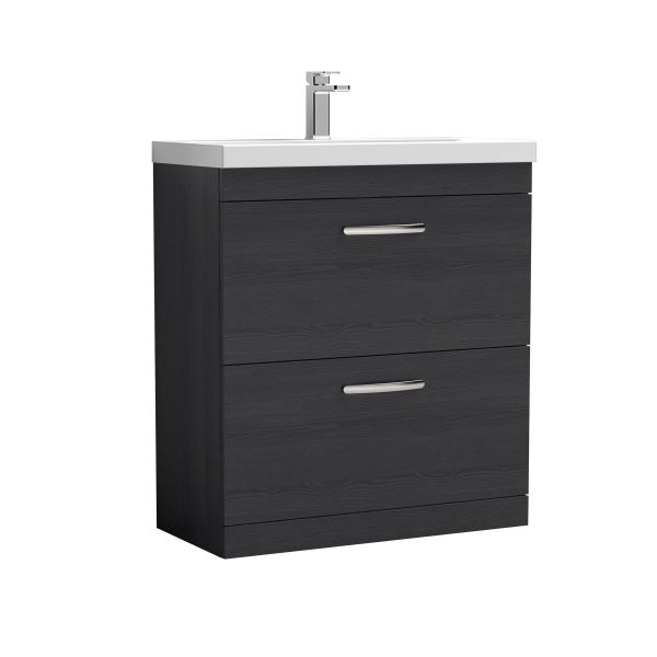 800mm Floor Standing Vanity With Basin 1 - Nuie ATH054A Charcoal Black, Hacienda Black colour ,image 1