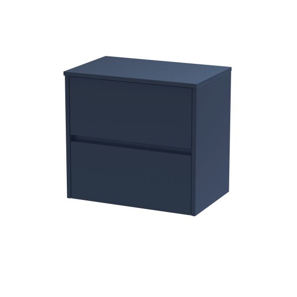 600mm Wall Hung 2-Drawer Unit & Worktop - Nuie HAV2904W Blue, Blue colour ,image 1