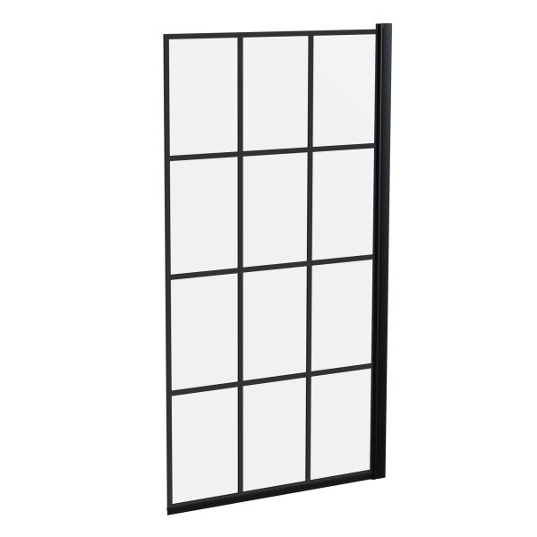 Square Black Framed Bath Screen - Hudson Reed NSSQBF Matt Black, Black colour ,image 1