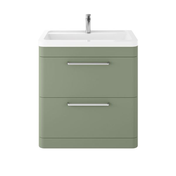 Floor Standing 800mm Cabinet & Basin - Hudson Reed SOL803A Green, Green colour ,image 1