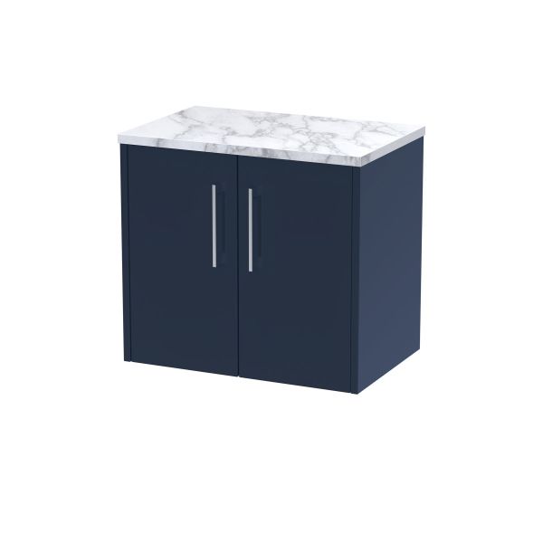 600 Wall Hung 2-Door Vanity & Laminate Worktop - Hudson Reed JNU2923LCM Blue, Blue colour ,image 1