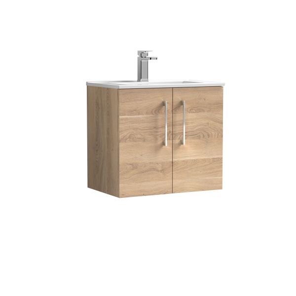 600mm Wall Hung 2-Door Vanity & Basin 2 - Nuie ARN3023B Oak, Oak colour ,image 1