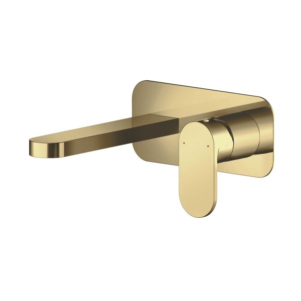 Wall Mounted 2 Tap Hole Basin Mixer With Plate - Nuie BIN828 Brass, Brass colour ,image 1