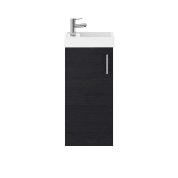 400mm Floor Standing Vanity & Basin - Nuie MIN004 Charcoal Black, Hacienda Black colour ,image 1