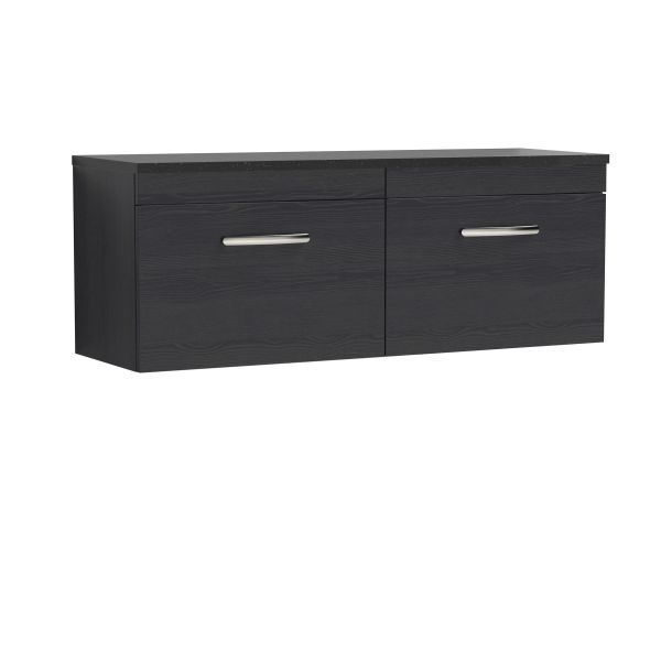 1200mm Wall Hung 2-Drawer Unit & Laminate Worktop - Nuie ATH040LSB2 Black, Black colour ,image 1