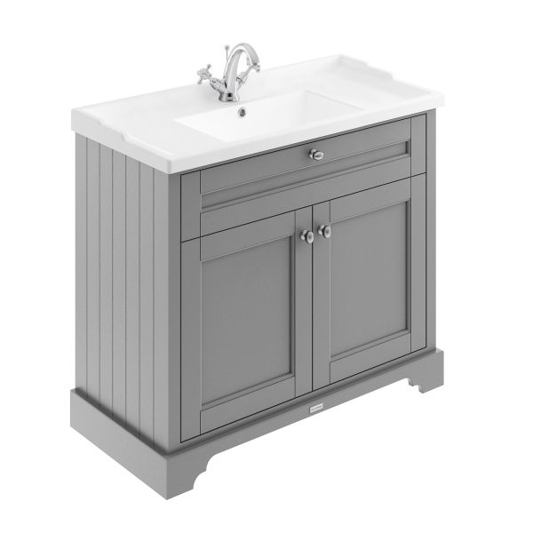 1000mm Cabinet & Basin (1TH) - Hudson Reed LOF807 Hunter Green, Green colour ,image 1