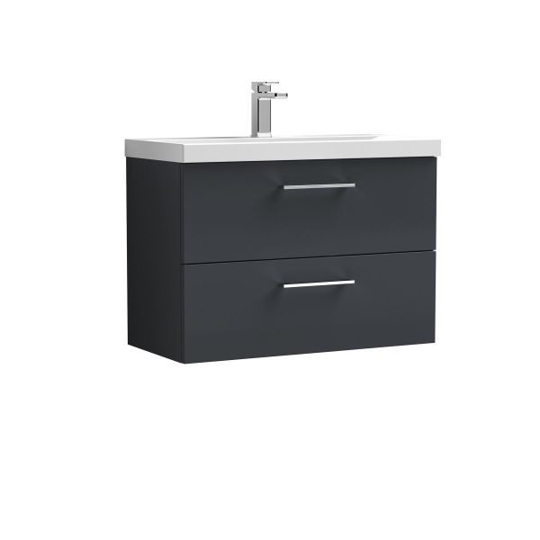 800mm Wall Hung 2 Drawer Vanity & Basin 1 - Nuie ARN1426A Black, Black colour ,image 1