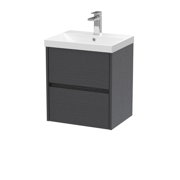 500mm Wall Hung 2 Drawer Unit & Basin 3 - Nuie HAV2202D Grey, Grey colour ,image 1