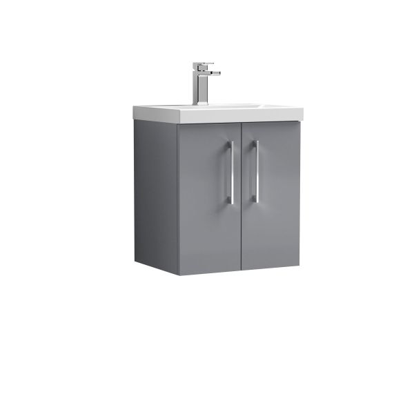 500mm Wall Hung 2 Door Vanity & Basin 1 - Nuie ARN2221A Grey, Grey colour ,image 1