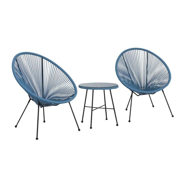 Monaco Blue 3Pc Egg Chair Bistro Set, Blue colour ,image 1