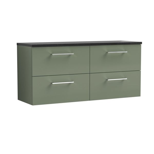 1200mm Wall Hung 4-Drawer Vanity & Laminate Worktop - Nuie ARN824LSB2 Green, Green colour ,image 1