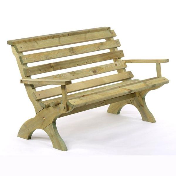 Lilly 3 Seat Wooden Garden Bench with Arms - Neutral Brown - FSC Mix Credit, Neutrals colour ,image 1