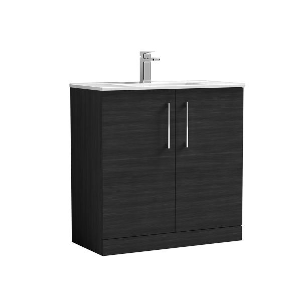 800mm Floor Standing 2 Door Vanity & Basin 2 - Nuie ARN605B Black, Black colour ,image 1