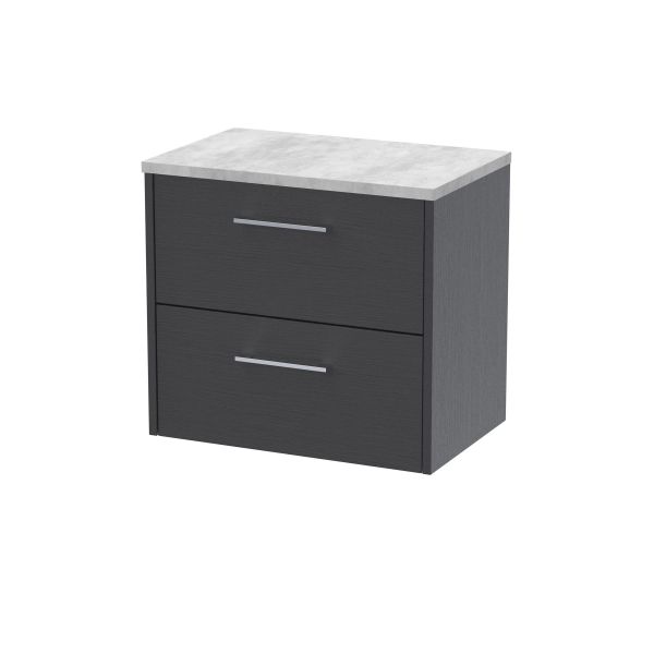 600mm Wall Hung 2 Drawer Vanity & Laminate Top - Hudson Reed JNU2224LBG Grey, Grey colour ,image 1