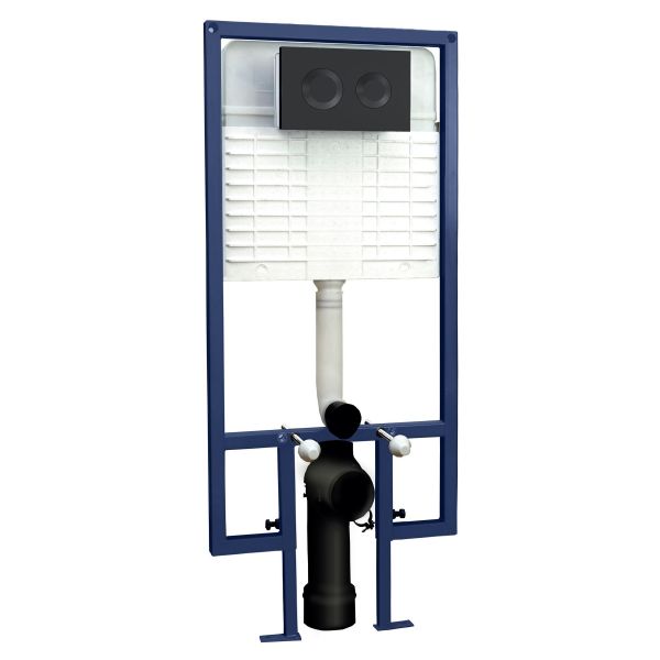 Dual Flush Concealed Cistern Frame Round Plate - Hudson Reed XTY409R Black, Black colour ,image 1