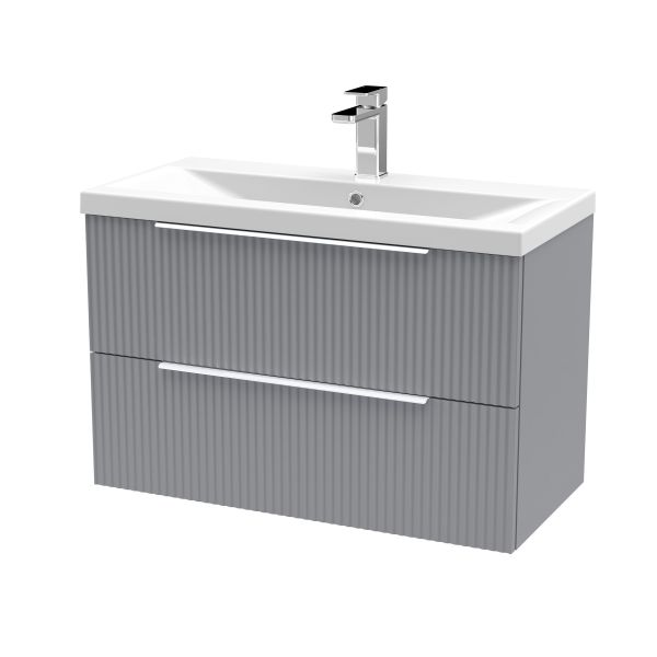 800mm Wall Hung 2 Drawer Vanity & Basin 1 - Hudson Reed DFF295A Grey, Grey colour ,image 1