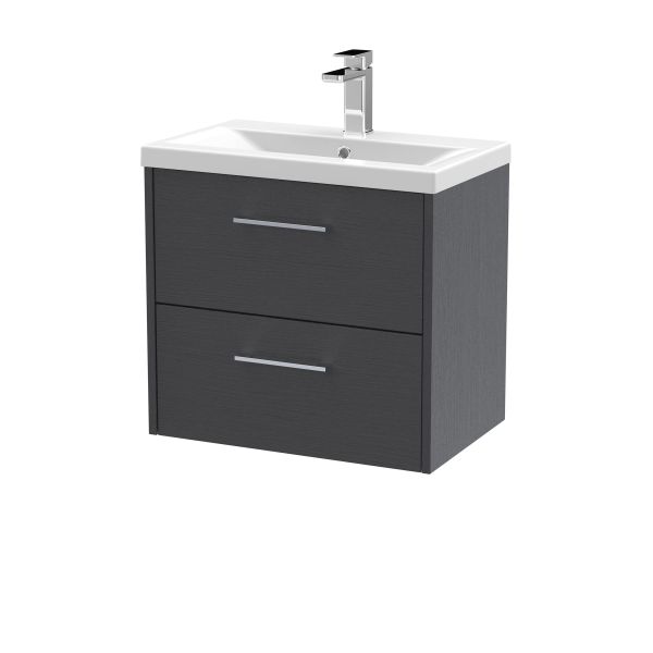 600mm Wall Hung 2 Drawer Vanity & Basin 1 - Hudson Reed JNU2224A Grey, Grey colour ,image 1