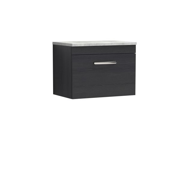 600mm Wall Hung Vanity With Grey Worktop - Nuie ATH040LBG Charcoal Black, Hacienda Black colour ,image 1