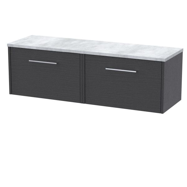 1200 Wall Hung 2-Drawer Vanity & Laminate Worktop - Hudson Reed JNU2222LBG2 Grey, Grey colour ,image 1