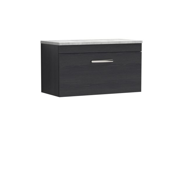 800mm Wall Hung Vanity With Grey Worktop - Nuie ATH061LBG Charcoal Black, Hacienda Black colour ,image 1