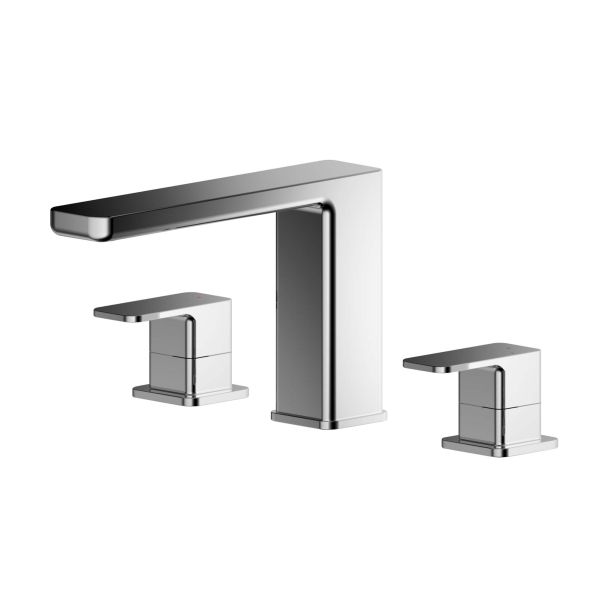 Deck Mounted 3 Tap Hole Bath Filler - Nuie WIN333 Chrome, Chrome colour ,image 1