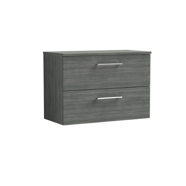 800mm Wall Hung 2 Drawer Vanity & Worktop - Nuie ARN526W Grey, Grey colour ,image 1
