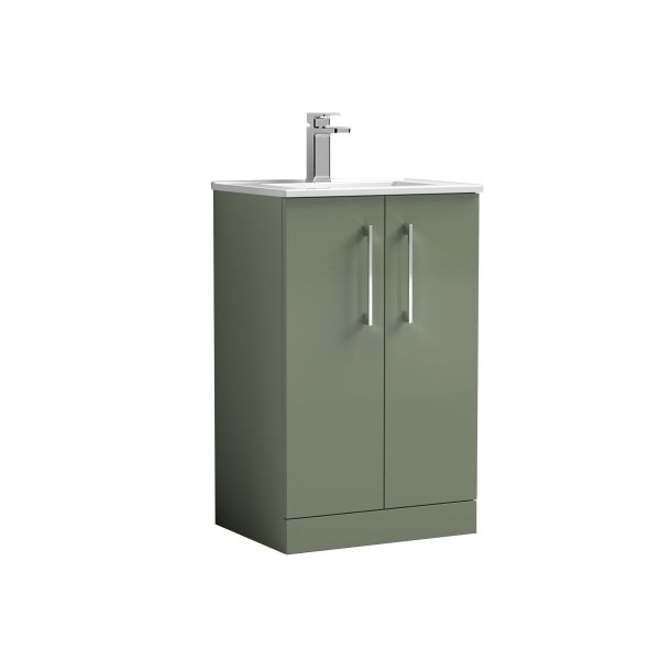 500mm Floor Standing 2 Door Vanity & Basin 2 - Nuie ARN801B Green, Green colour ,image 1