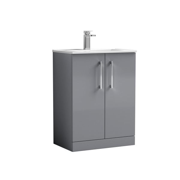 600mm Floor Standing 2 Door Vanity & Basin 2 - Nuie ARN2203B Grey, Grey colour ,image 1